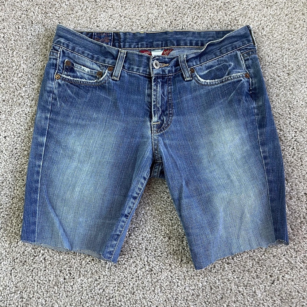 Lucky Brand Denim Shorts Womens 4 27W Blue Sweet N Low Cutoff Stretch Raw Hem